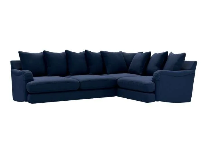 Rochester scatterback rh corner sofa, clean velvet navy Rochester scatterback rh corner sofa, clean velvet navy