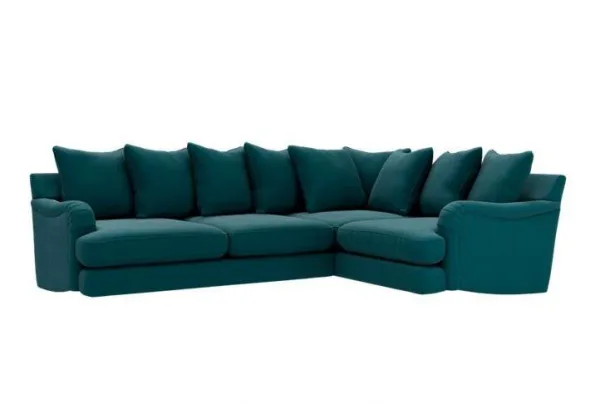 Rochester scatterback rh corner sofa, clean velvet teal