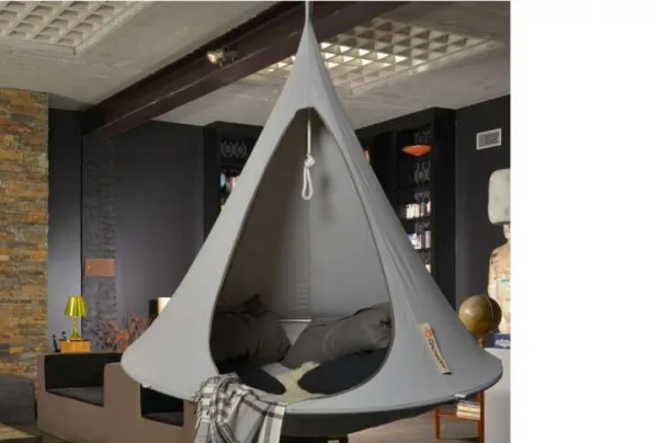 Single hanging cacoon chair in grey