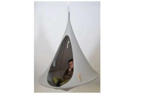 Single hanging cacoon chair in grey