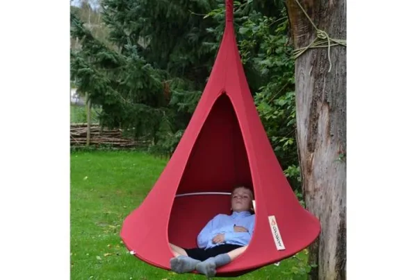 Bonsai cacoon kids hanging chair, chilli red