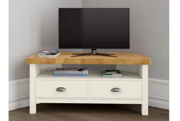 Padstow corner media unit, ivory