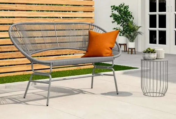 Lois synthetic rattan garden sofa, grey