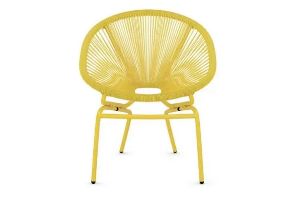 Lois synthetic rattan garden armchairs, yellow