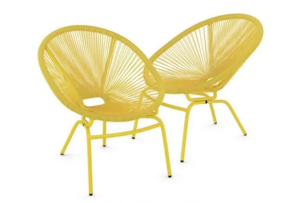 Lois synthetic rattan garden armchairs, yellow