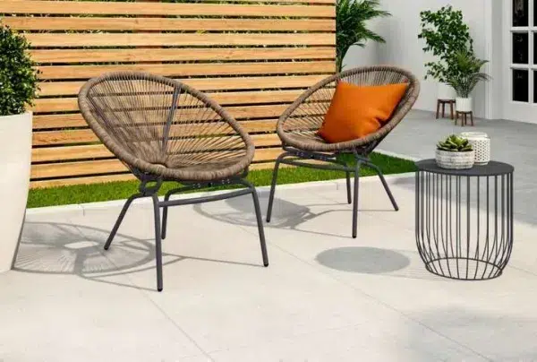 Lois synthetic rattan garden armchairs, natural
