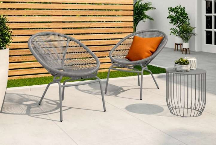 Lois Synthetic Rattan Garden Armchairs Grey Absolute Home