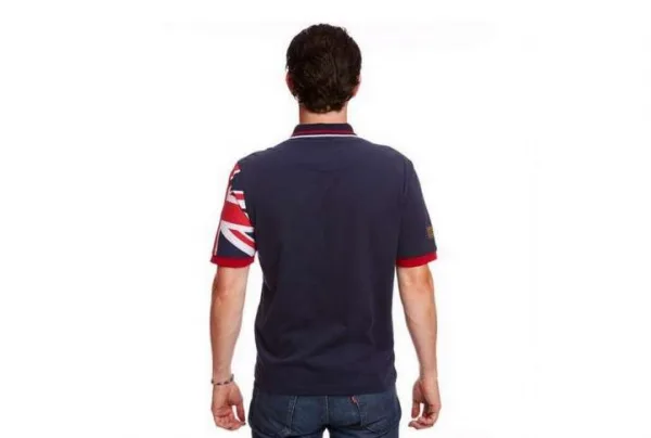 Navy neptune, union jack sleeve polo shirt