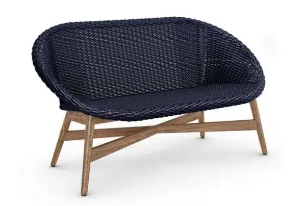 Capri rattan weave garden sofa, navy