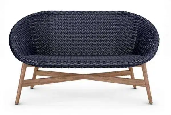 Capri rattan weave garden sofa, navy