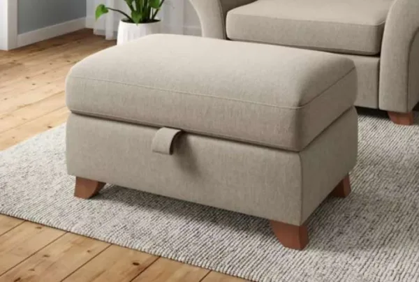 Abbey storage footstool, charcoal antique leather