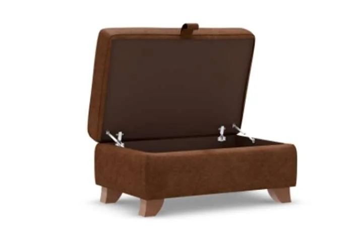 Abbey storage footstool, teak antique leather Abbey storage footstool, teak antique leather