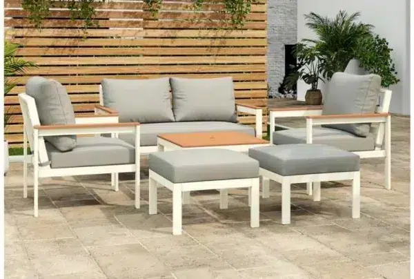 Porto 6 seater garden furniture set, white mix