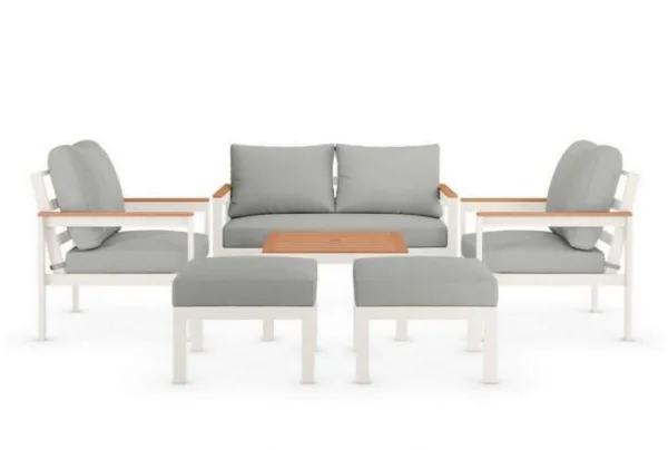 Porto 6 seater garden furniture set, white mix