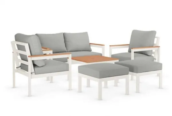 Porto 6 seater garden furniture set, white mix - image 3