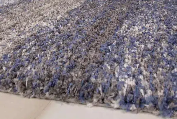 Blue striped distressed shaggy rug - murano