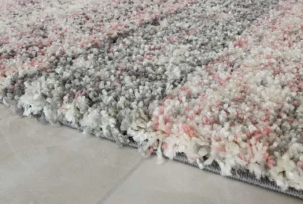 Blush ombre striped distressed shaggy rug - murano