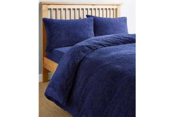 Supersoft cuddle fleece duvet set, navy blue