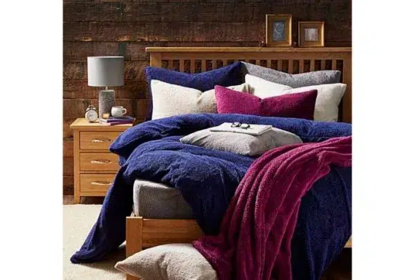 Supersoft cuddle fleece duvet set, navy blue