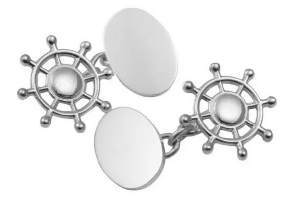 Silver Ships Wheel Cufflinks