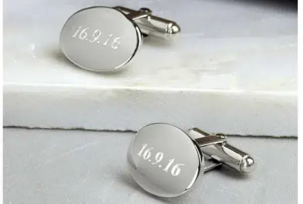Silver domed oval hinged cufflinks
