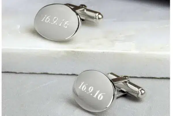 Silver domed oval hinged cufflinks - image 3