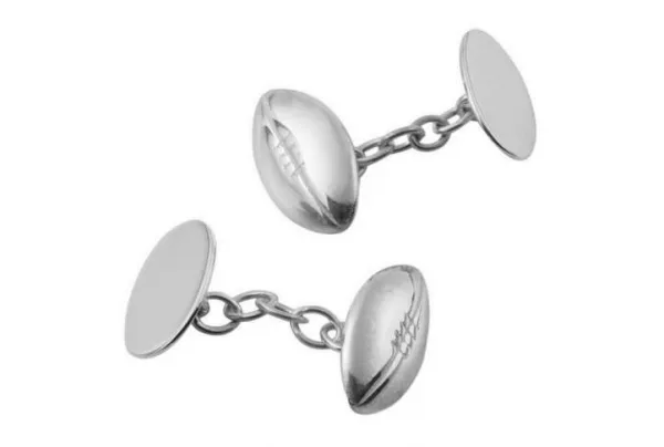 Silver rugby ball cufflinks