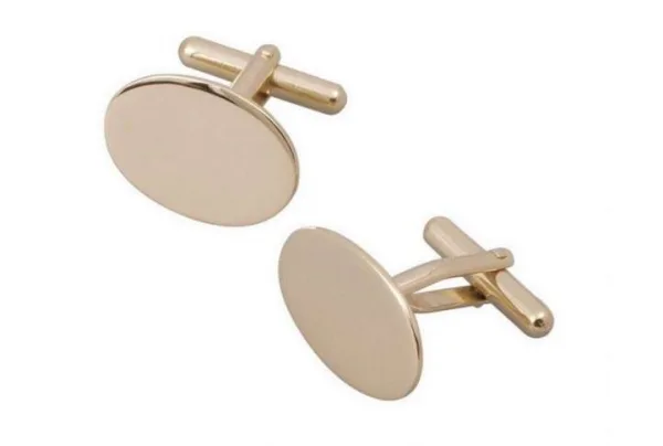 Solid Gold Oval Hinged Cufflinks