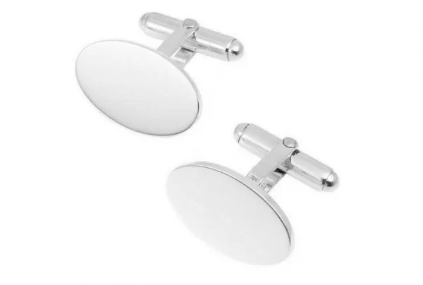 Classic Silver Oval Hinged Cufflinks