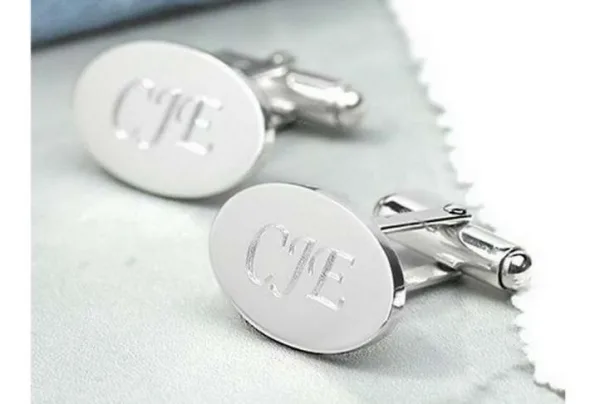 Classic silver oval hinged cufflinks