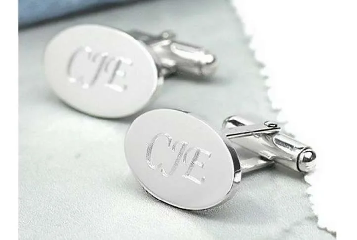 Classic silver oval hinged cufflinks Classic silver oval hinged cufflinks - image 3