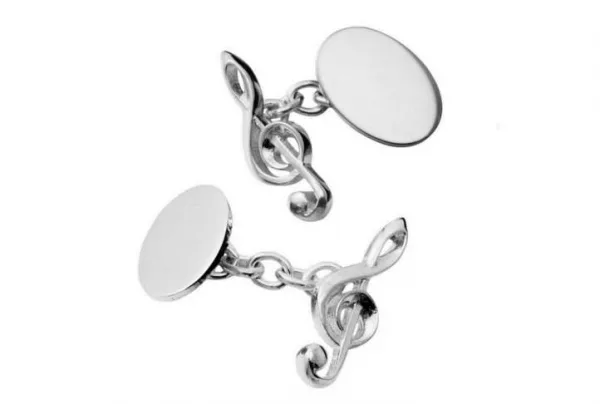 Silver treble clef cufflinks
