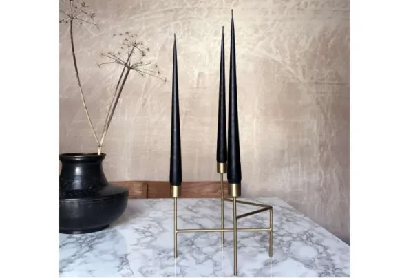 6 x Hand Dipped Taper Candle – Black, 32 cm