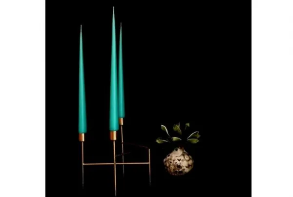 6 x hand dipped taper candle – turquoise, 32 cm