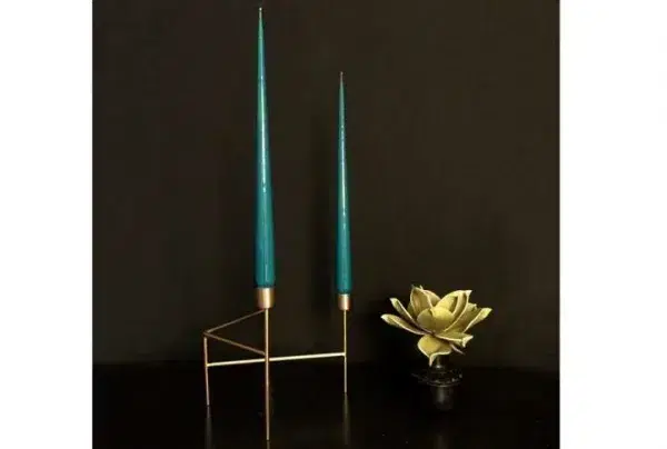 6 x hand dipped taper candle – teal, 32 cm
