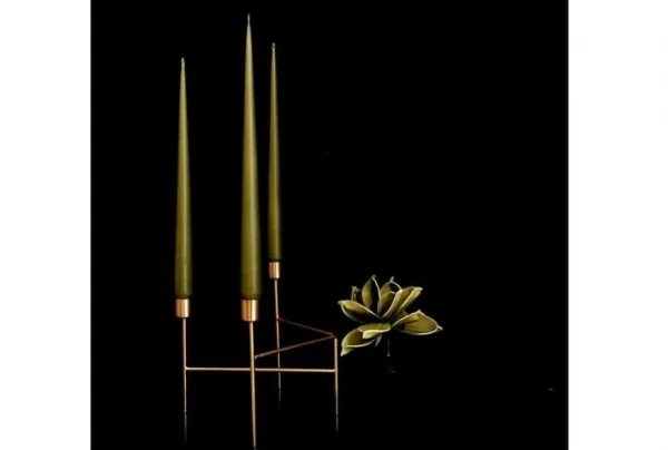 6 x hand dipped taper candle – olive, 32 cm