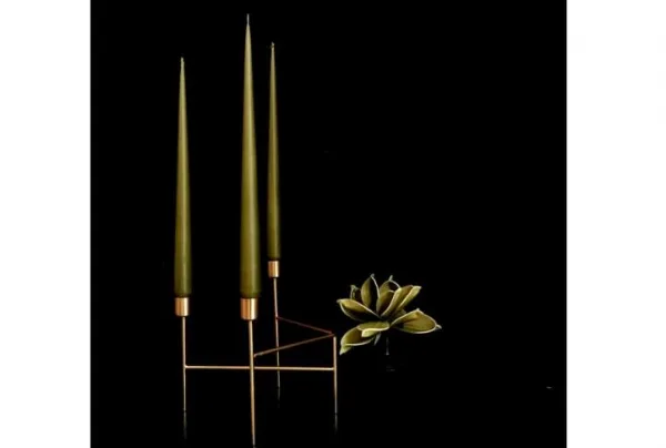6 x Hand Dipped Taper Candle – Olive, 32 cm