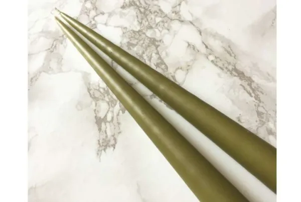 6 x hand dipped taper candle – olive, 32 cm