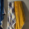 Double Sided Flannel and Sherpa Throw, Ochre