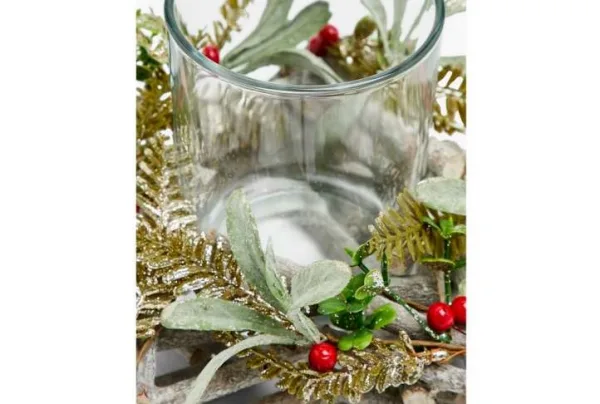 Glass star wreath candle holder