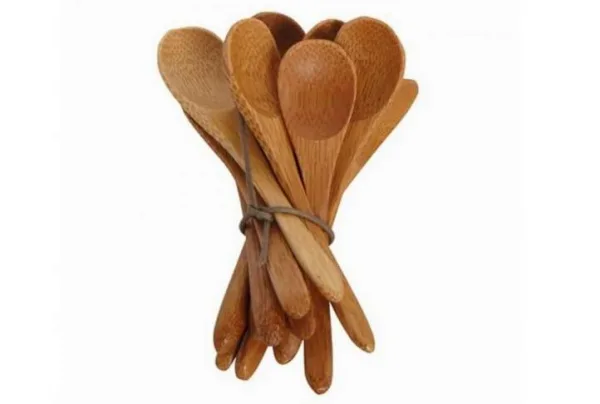 Carved bamboo small spoons set of 6