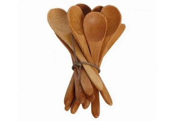 Carved Bamboo Small Spoons set of 6