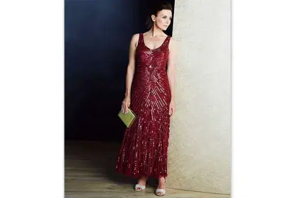 JOANNA HOPE Red Sequin Maxi Dress