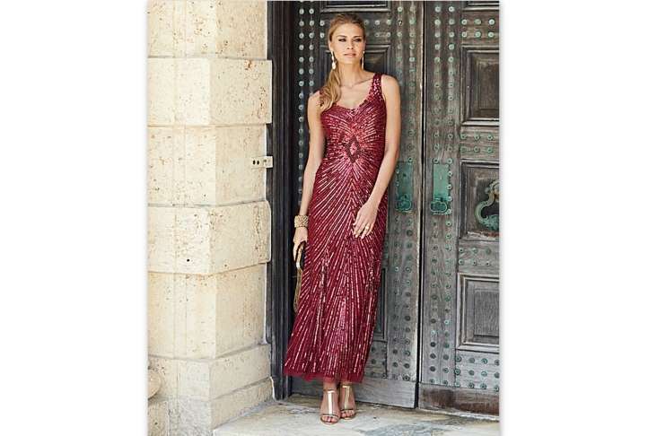 JOANNA HOPE Red Sequin Maxi Dress