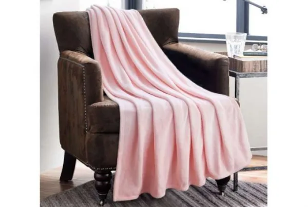 Bedsure flannel fleece throw, pink