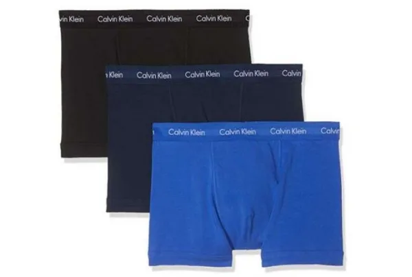 Calvin klein men's 3p trunk, pack of 3, black & blue