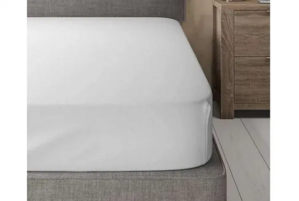 Percale soft fitted double bed sheet, white