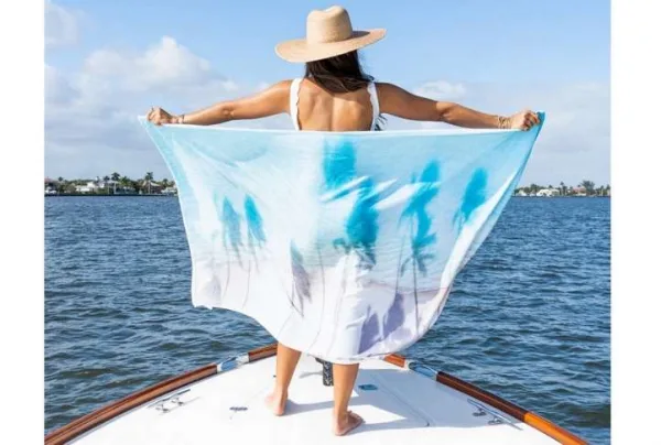 Hawaii palm shadows beach towel
