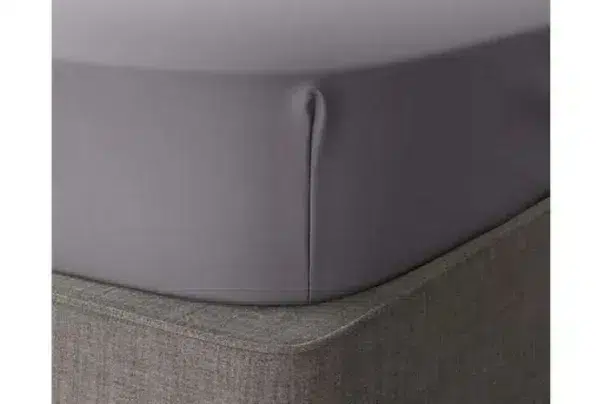Percale soft fitted double bed sheet, silver grey - image 2