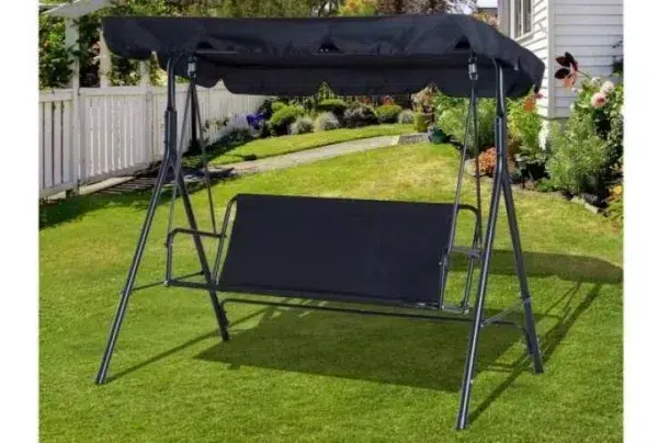 Outsunny 3 seater swing seat, black